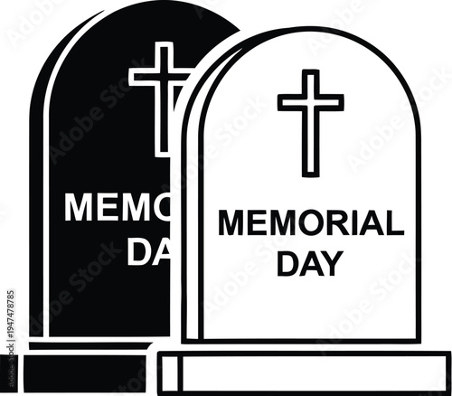 Memorial day tombstones Vector