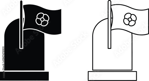 Flag icons with logo on pedestals Vector