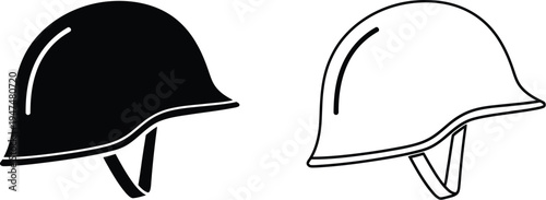 Black and white hard hat construction safety Vector
