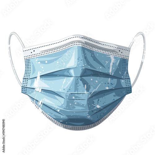 Blue surgical mask with white background
