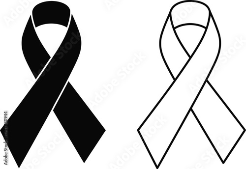 Awareness ribbons black and white Vector