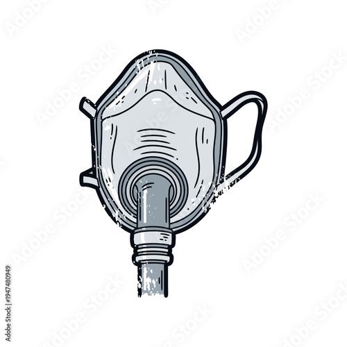 Breathing mask, medical equipment, respiratory protection, healthcare, graphic illustration