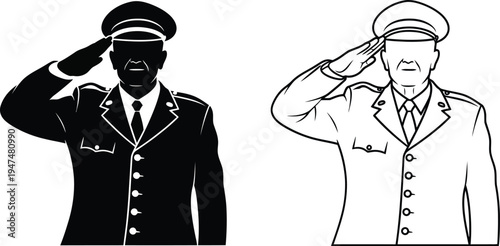Salute military men uniform Vector