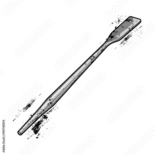 Scientific laboratory spatula, grunge style illustration