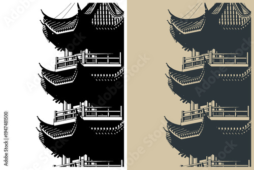 Ancient chinese architecture close-up