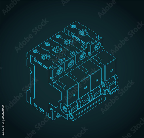 Circuit breakers isometric blueprint