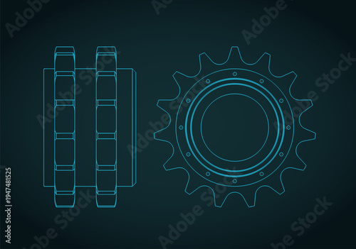 Double sprocket chain wheel blueprints