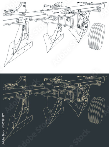 Reversible plow close-up illustrations