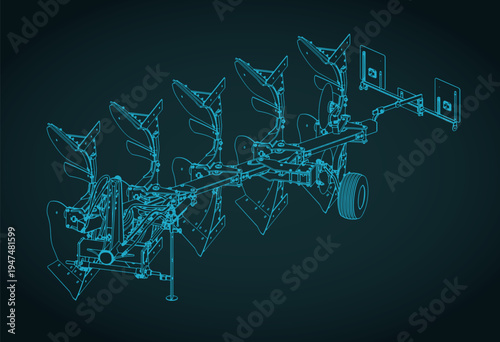 Reversible plow isometric blueprint