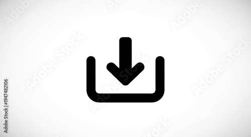 Download Icon, Arrow Down Symbol in Box, Data Transfer and Upload Concept