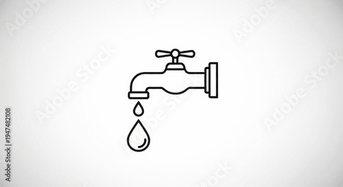 Dripping Faucet Icon: Water Conservation, Leak, and Resource Management Concept