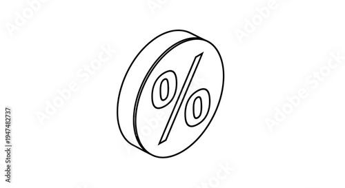 3D Isometric Percentage Icon, Discount Symbol, Sale Offer, Finance Concept