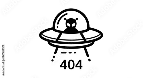 Alien UFO 404 Error Page Not Found Concept