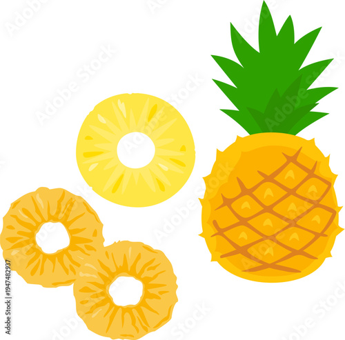 ドライパイナップルと丸ごとのパイナップル