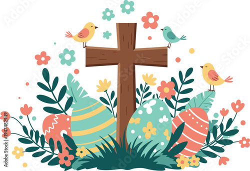 Hand drawn happy easter day concept