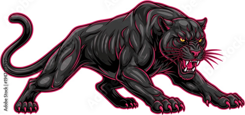vector illustration of a grey panther