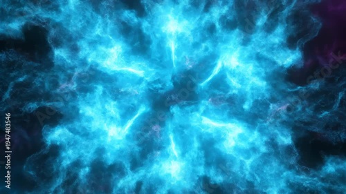 Glowing Blue Star in Dark Space.