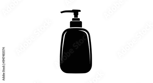 Black Liquid Soap Dispenser Icon, Simple Silhouette of Pump Bottle for Hygiene and Cleaning