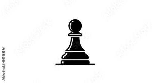 Black pawn chess piece icon, strategic game symbol, isolated on white background, vector illustration
