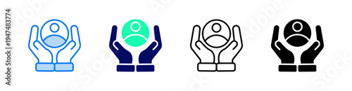 Human Resources Multiple Style Icon Set Vector 