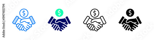 Agreement Multiple Style Icon Set Vector 