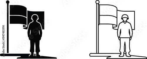 Man standing flag Vector