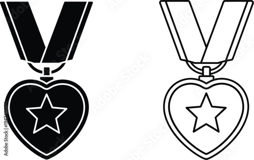 Heart star medals Vector