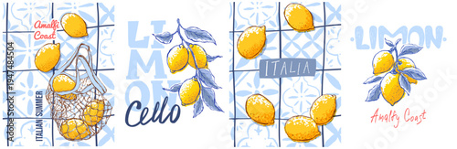 Summer lemon illustrations