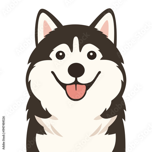 Smiling Husky Portrait: A cheerful husky with captivating eyes and a playful tongue, expressing a sense of joy and warmth.