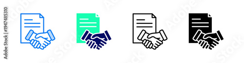 Contract Multiple Style Icon Set Vector 
