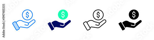 Income Multiple Style Icon Set Vector 