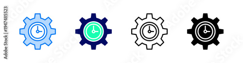 Time Management Multiple Style Icon Set Vector 