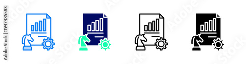 Strategy Multiple Style Icon Set Vector 
