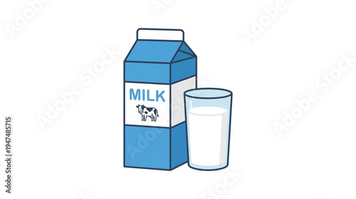 milk carton and glass illustration