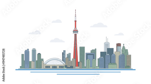 toronto city skyline with iconic cn tower