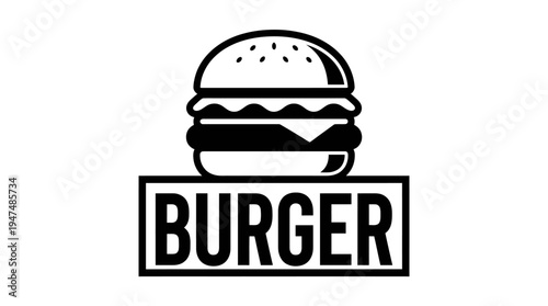 black and white bogo logo design resembling cartoon style hamburger