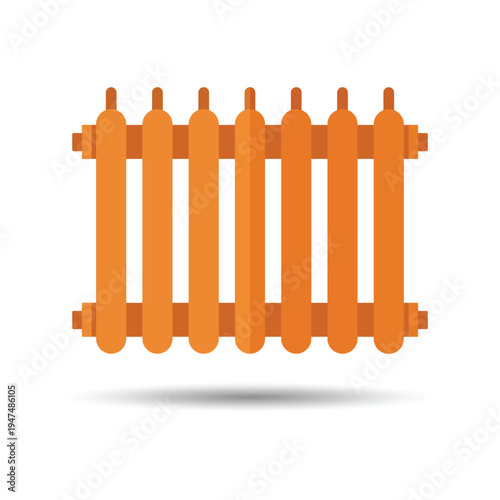Radiator: A flat graphic of an orange radiator, illustrating heating and warmth, set against an airy backdrop.