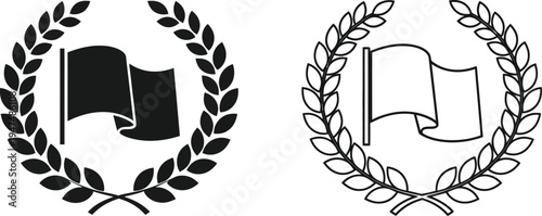 Laurel wreath book emblems Vector