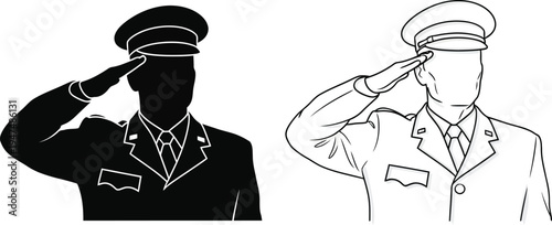 Military salute officers in uniform Vector