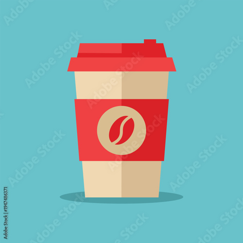 Coffee Cup Icon: A vibrant, eye-catching icon of a takeaway coffee cup, exuding warmth and the promise of a comforting beverage.