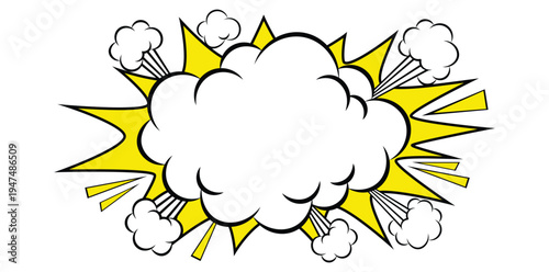 Explosive Communication: A dynamic pop art speech bubble bursts with vibrant energy, perfect for conveying messages with impact.