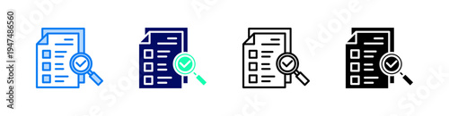 Audit Multiple Style Icon Set Vector 
