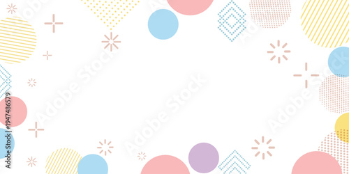 Geometric Pastel Frame: Delicate pastel circles and shapes artfully arranged to create a versatile frame. Perfect for invitations, social media, or any design needing a soft, elegant touch.