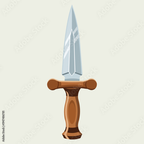 Illustrative Dagger: A sleek and deadly illustrated dagger with a polished silver blade and a wooden handle, ready for action.