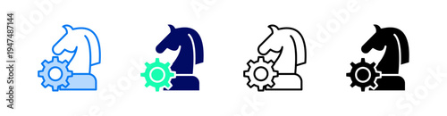 Strategy Multiple Style Icon Set Vector 