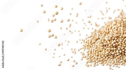 A pile of quinoa grains on transparent background