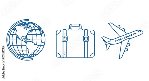 Travel and adventure icons for global exploration and business trips