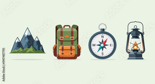 Vibrant travel icons for adventure seekers and explorers