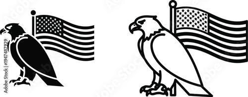 American eagle flags patriotic symbols Vector