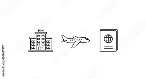 Modern travel icons for business or vacation planning